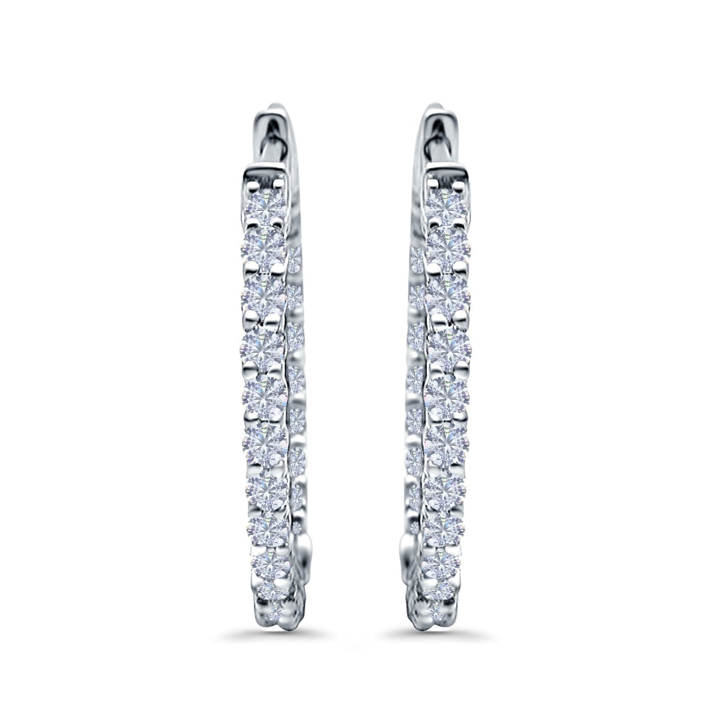 Huggie Hoop Earrings Round Simulated CZ (14mm)