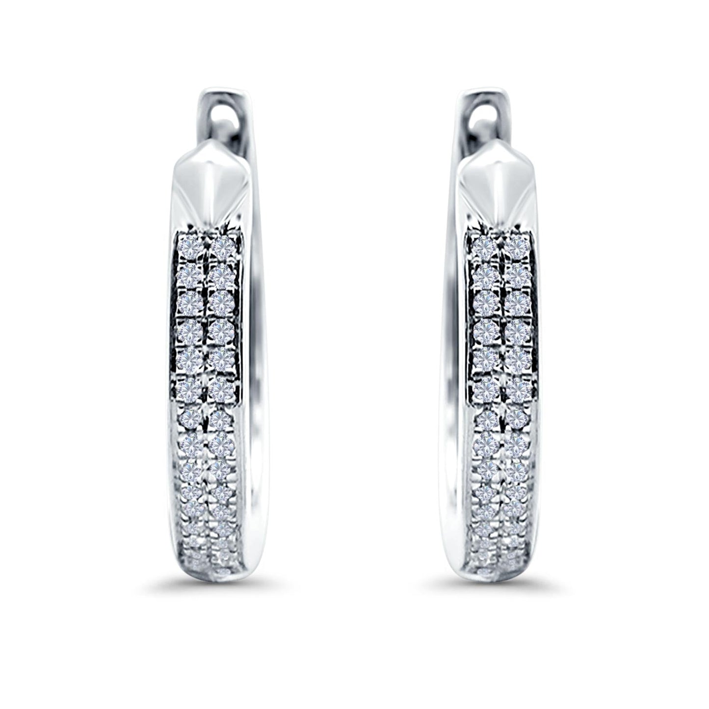 Half Eternity Hoop Earrings Round Simulated CZ (14mm)