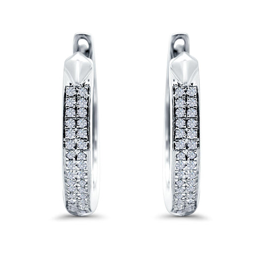 Half Eternity Hoop Earrings Round Simulated CZ (14mm)