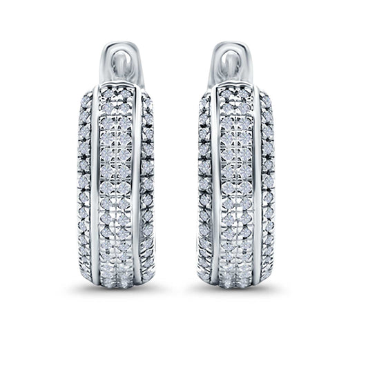 Half Eternity Hoop Earrings Round Simulated CZ (14mm)