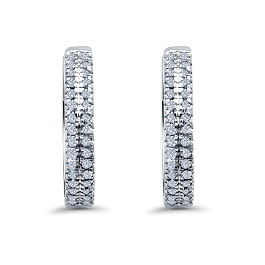 Half Eternity Hoop Earrings Round Simulated CZ (14mm)