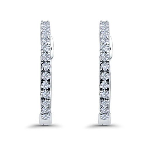 Hoop Earrings Half Eternity Round Simulated CZ (14mm)