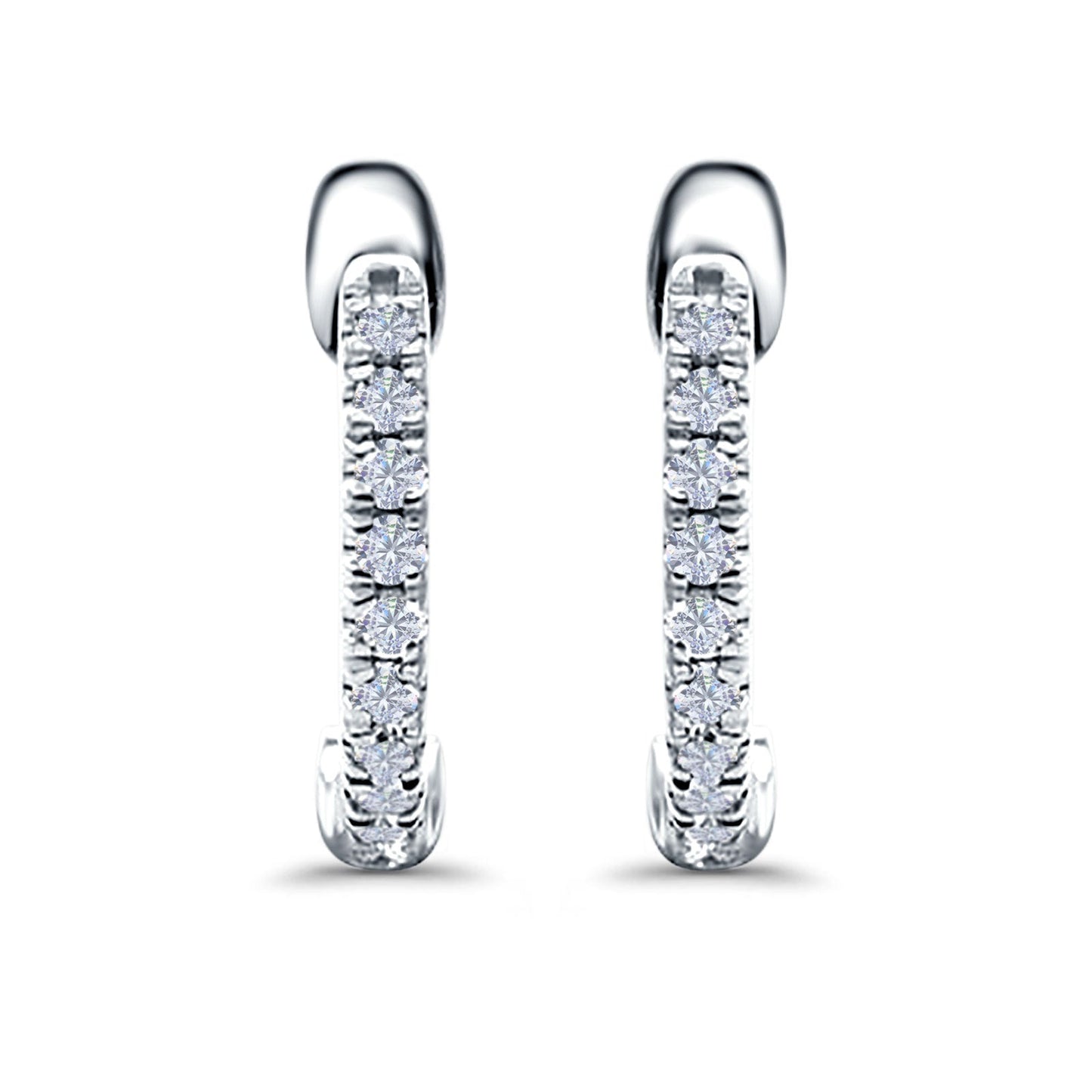 Half Eternity Hoop Earrings Round Simulated CZ (14mm)