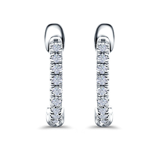 Half Eternity Hoop Earrings Round Simulated CZ (14mm)