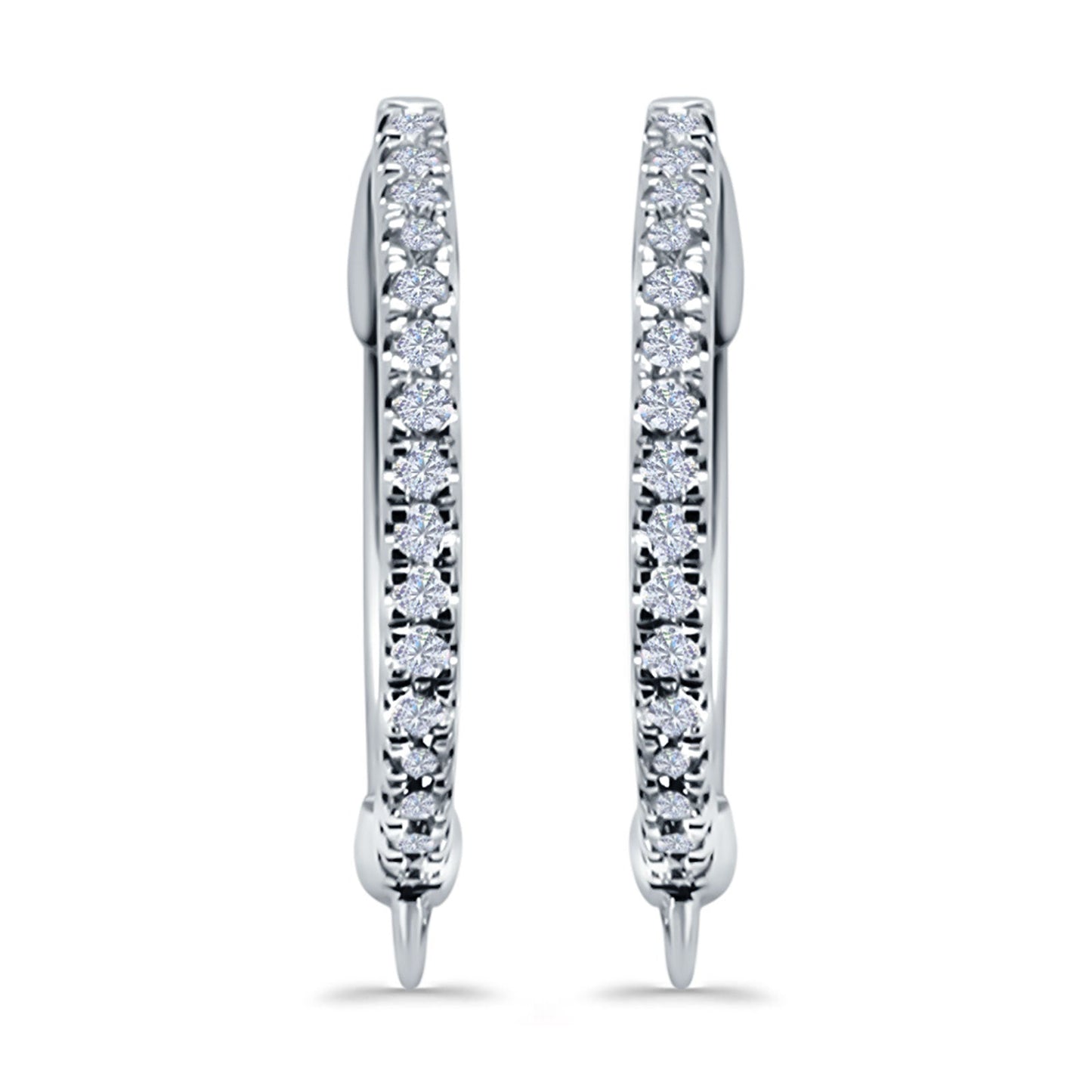 Half Eternity Hoop Earrings Round Simulated CZ (14mm)