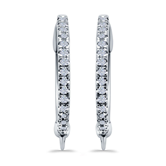 Half Eternity Hoop Earrings Round Simulated CZ (14mm)