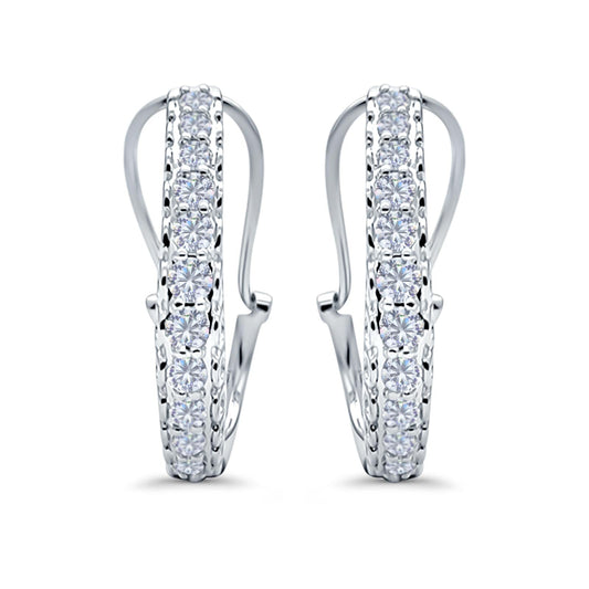 Half Eternity Huggie Hoop Earrings Round Simulated CZ (18mm)