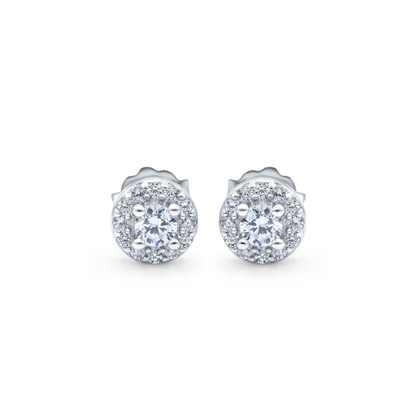 Simulated CZ Round Stud Earrings Design (6.3mm)