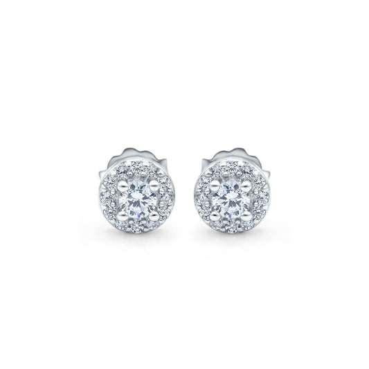 Simulated CZ Round Stud Earrings Design (6.3mm)