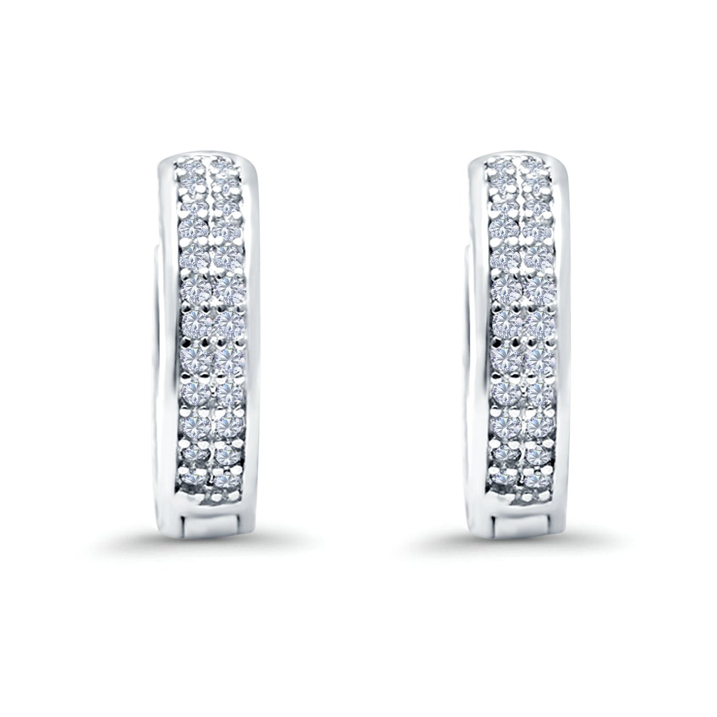 Half Eternity Hoop Earrings Round Simulated CZ (14mm)