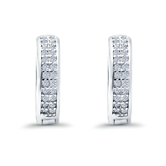 Half Eternity Hoop Earrings Round Simulated CZ (14mm)