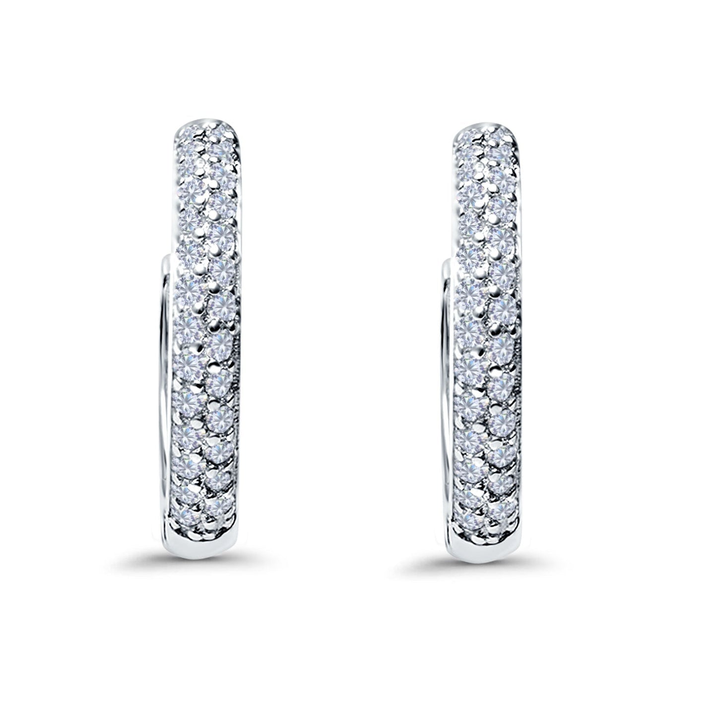 Half Eternity Hoop Earrings Round Simulated CZ (14mm)