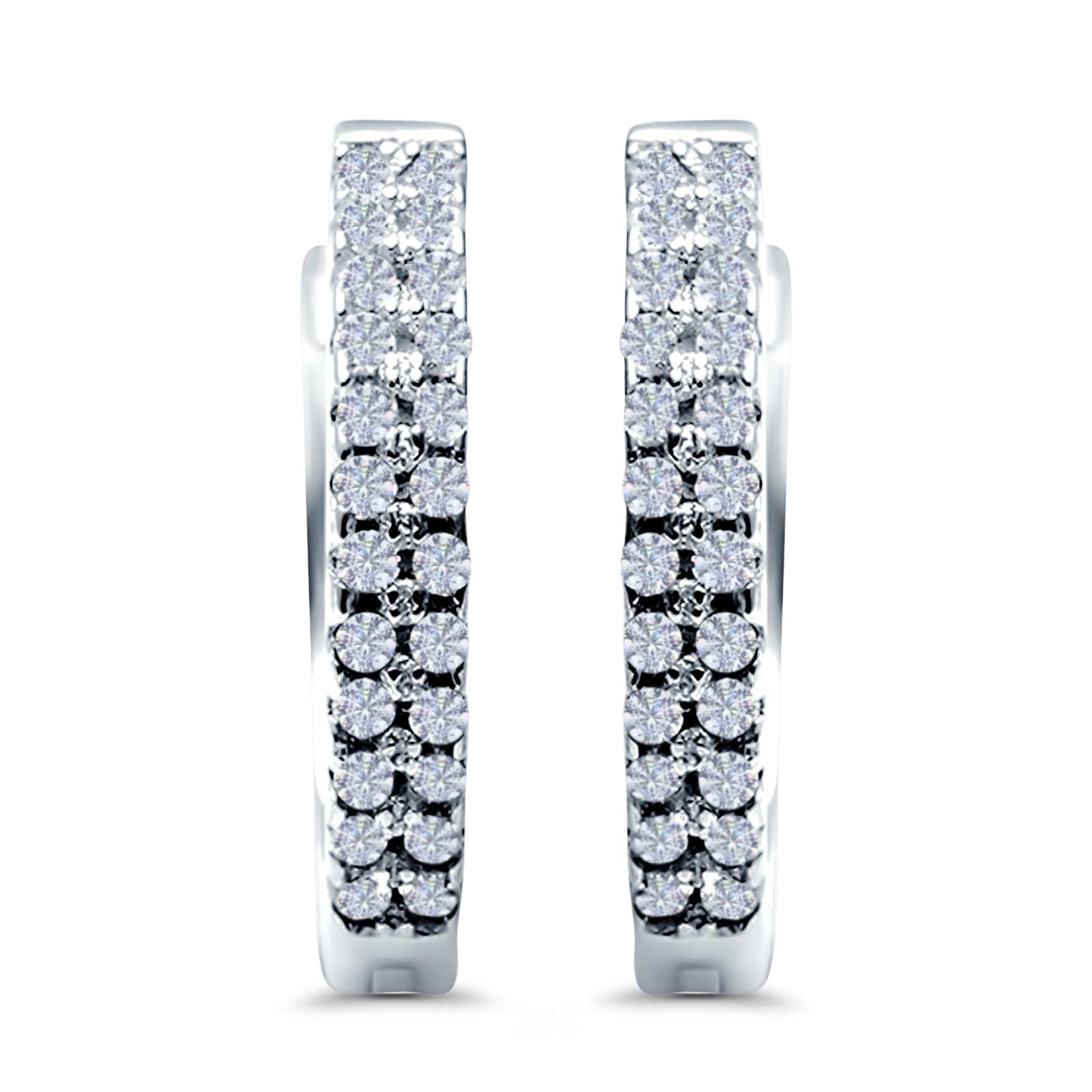 Half Eternity Hoop Earrings Round Simulated CZ (14mm)