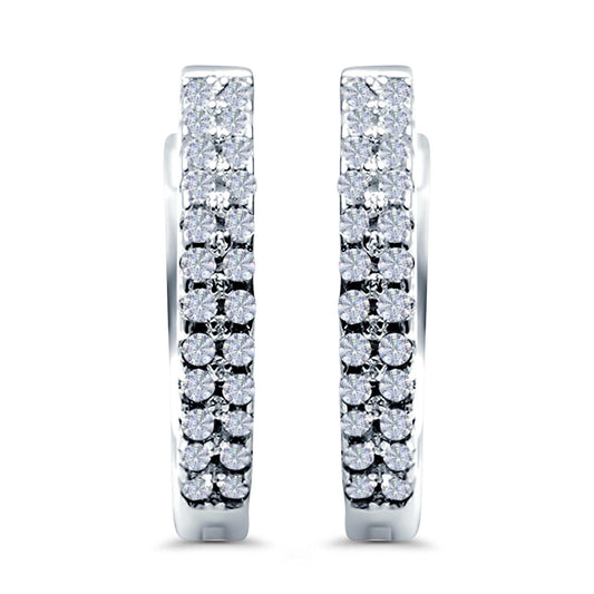 Half Eternity Hoop Earrings Round Simulated CZ (14mm)