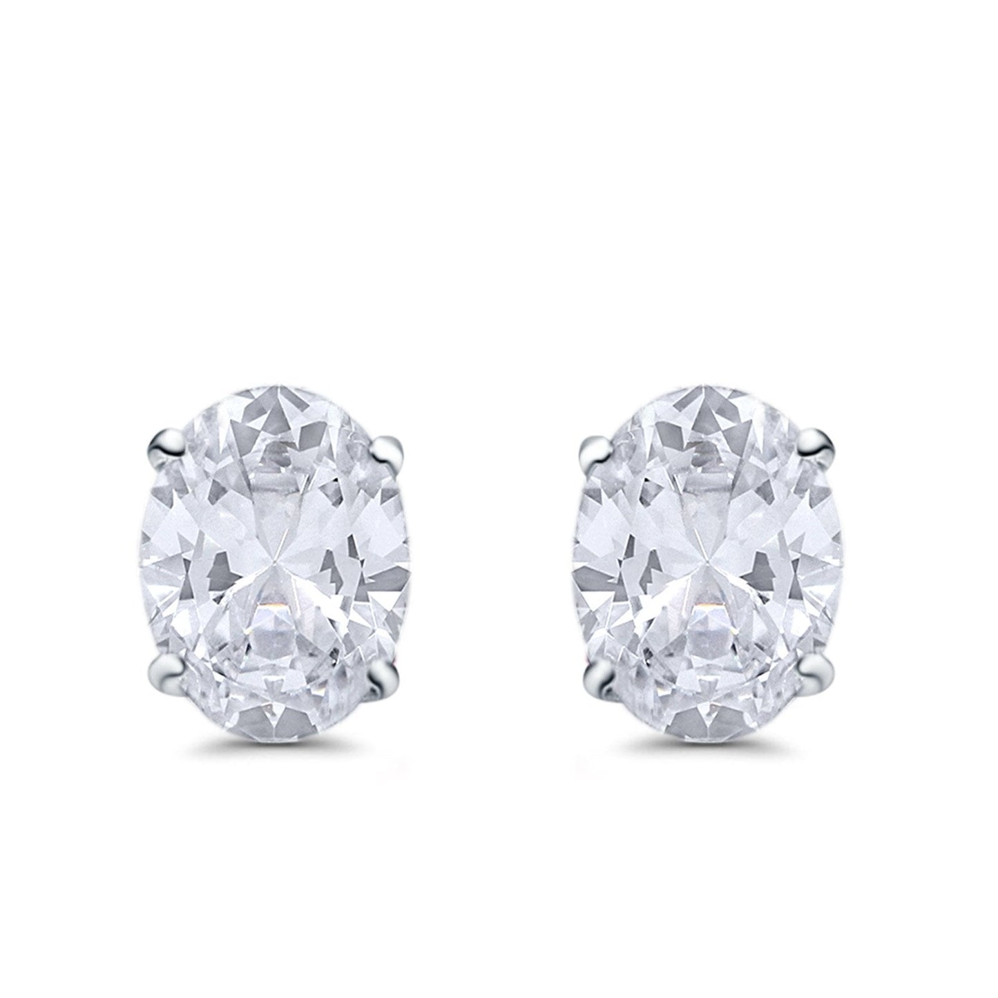 Art Deco Oval Wedding Bridal Solitaire Stud Earrings Simulated CZ