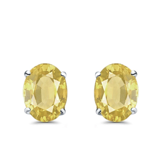 Art Deco Oval Wedding Bridal Solitaire Stud Earrings Simulated Yellow CZ