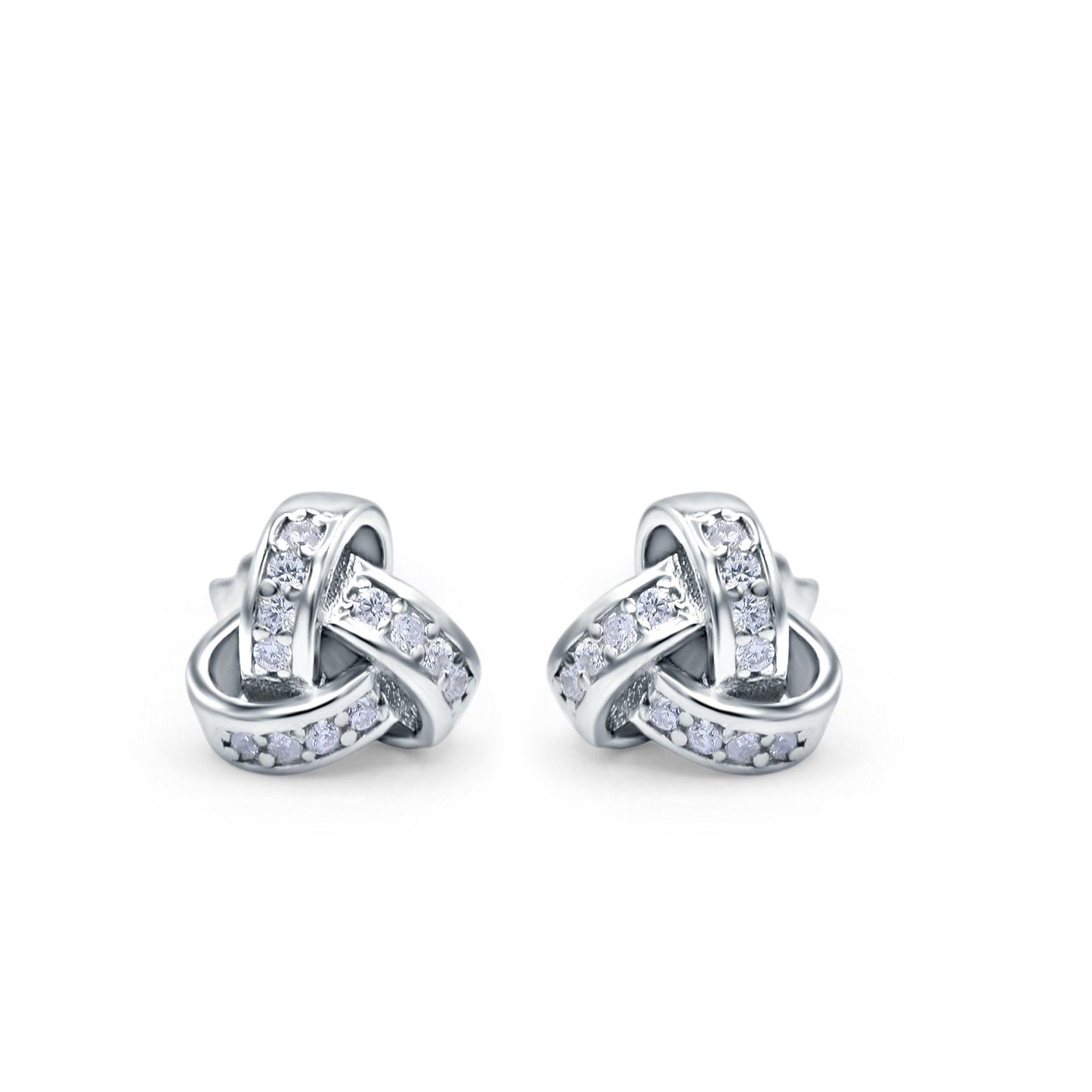 Stud Earrings Round Simulated CZ (8mm)