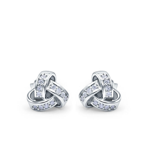 Stud Earrings Round Simulated CZ (8mm)