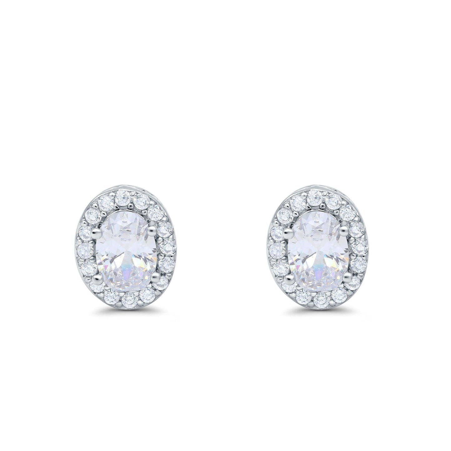 Oval Simulated Cubic Zirconia Wedding Stud Earrings