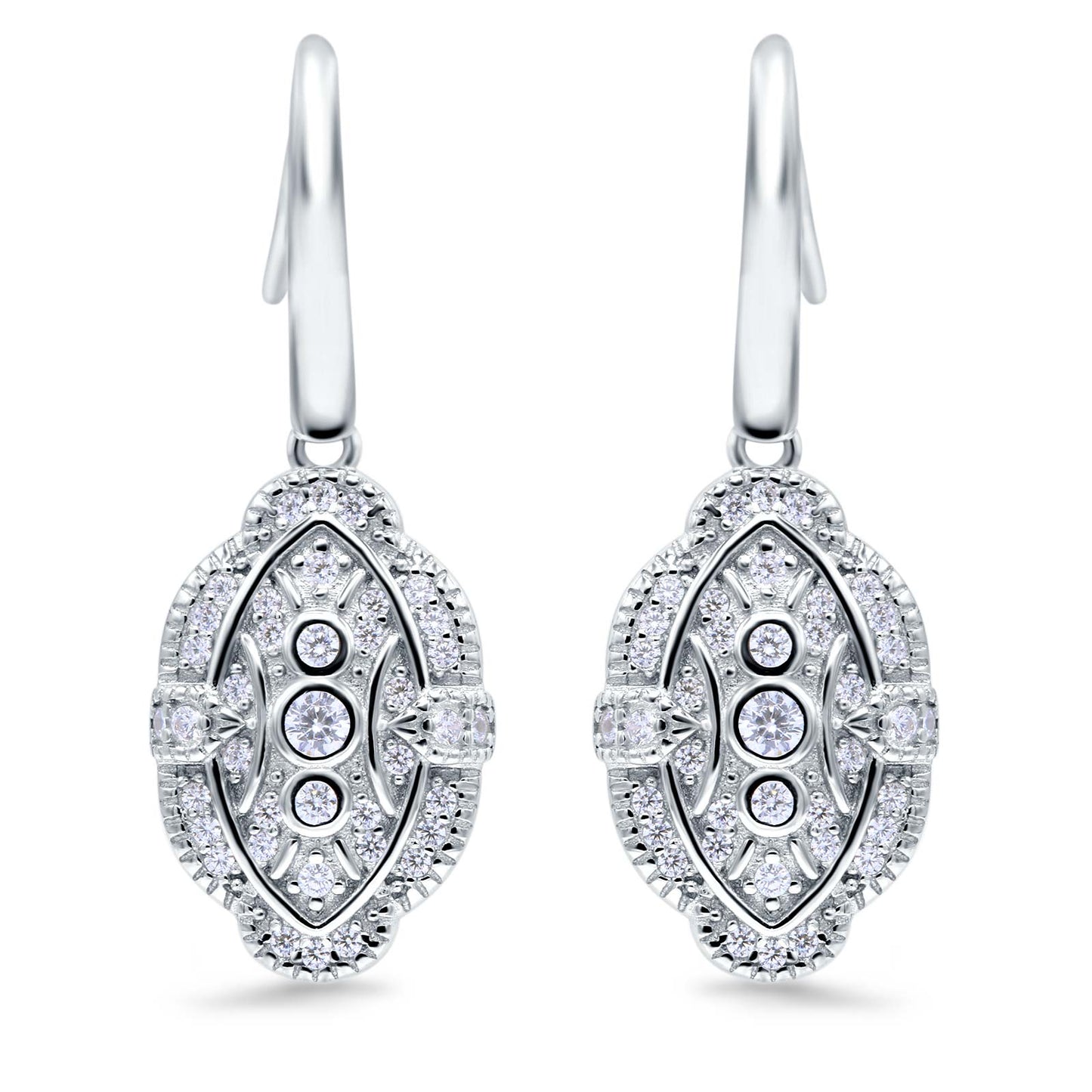 Drop Dangle Earrings Round Simulated Cubic Zirconia (18mm)