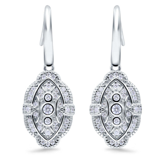 Drop Dangle Earrings Round Simulated Cubic Zirconia (18mm)