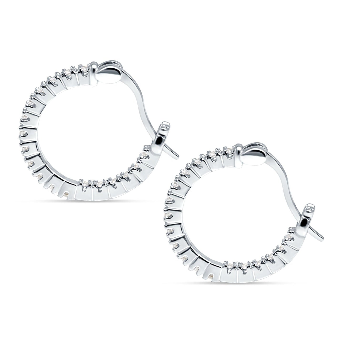 Round Cubic Zirconia Huggie Hoop Earrings