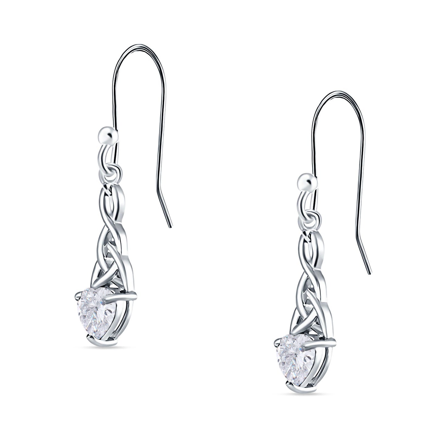 Celtic Trinity Heart Earrings Cubic Zirconia