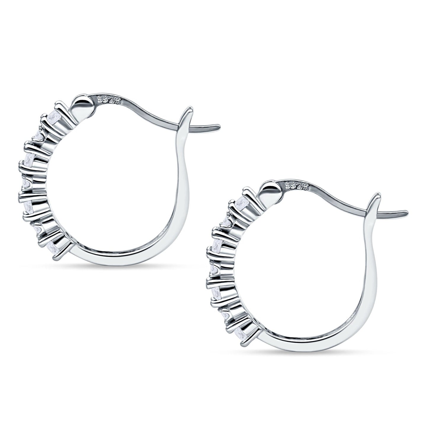 Half Eternity Huggie Hoop Earrings Cubic Zirconia