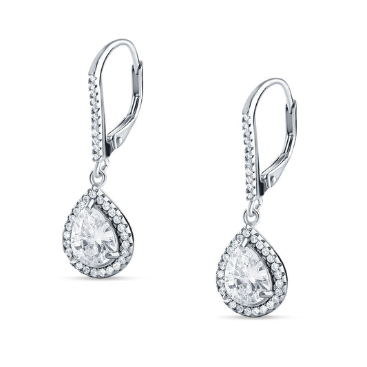 Pear Teardrop Earrings Cubic Zirconia