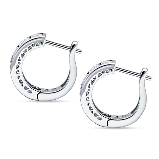 Minimalist Princess Huggie Hoop Earrings Cubic Zirconia