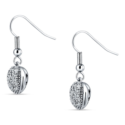 Heart Drop Fish-Hook Earrings Cubic Zirconia