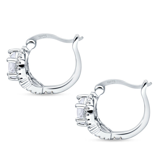 Halo Round Huggie Hoop Earrings Cubic Zirconia