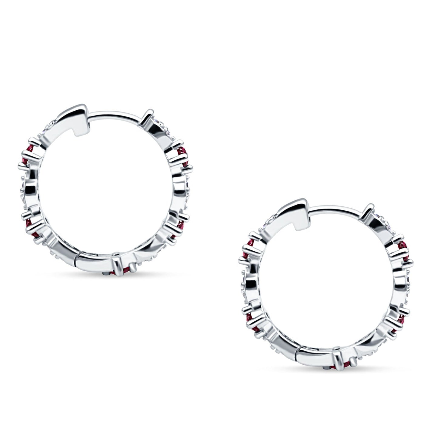 Huggie Hoop Earrings Simulated Ruby