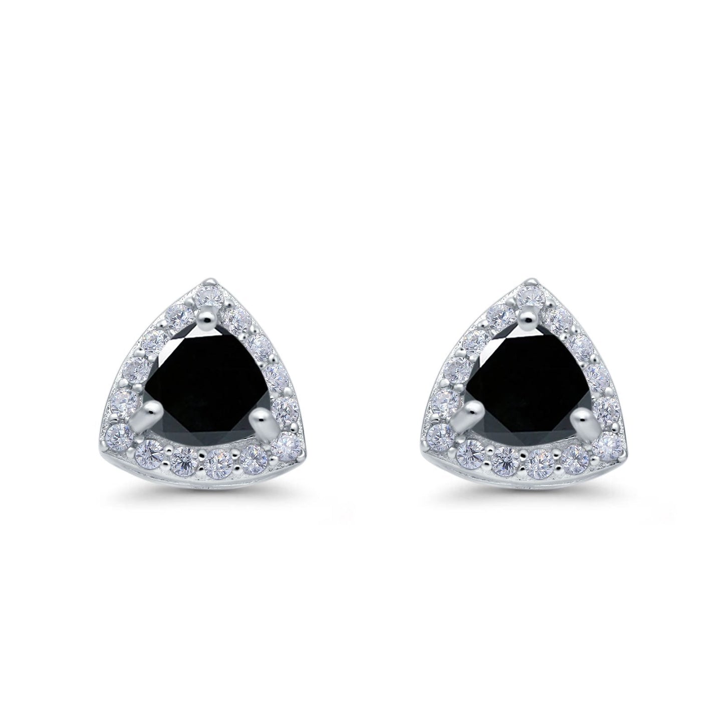 Halo Simulated Black CZ Round Stud Earrings