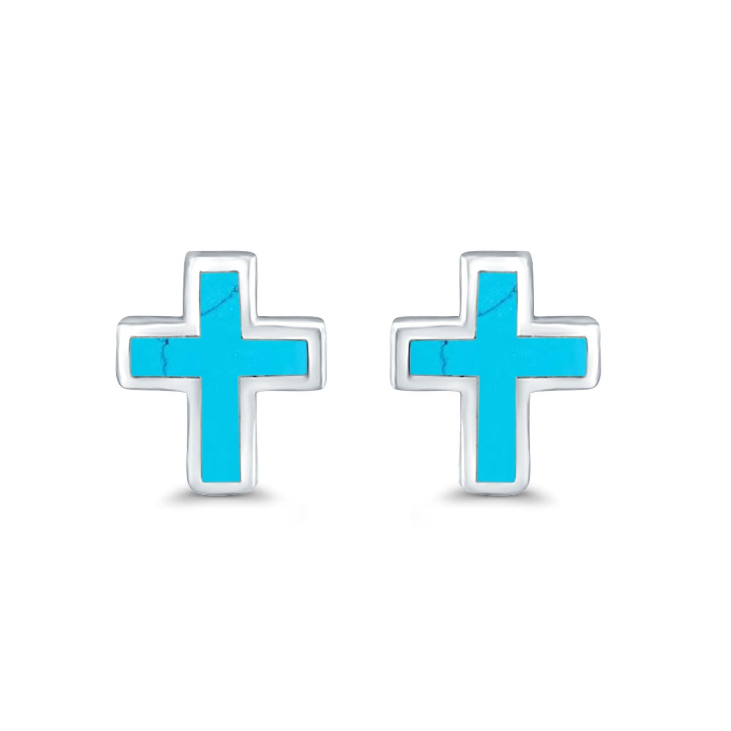 Cross Turquoise Stud Earrings