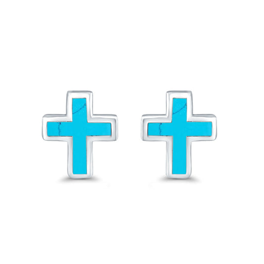 Cross Turquoise Stud Earrings