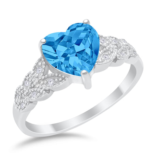 Accent Heart Promise Ring Simulated Blue Topaz Cubic Zirconia