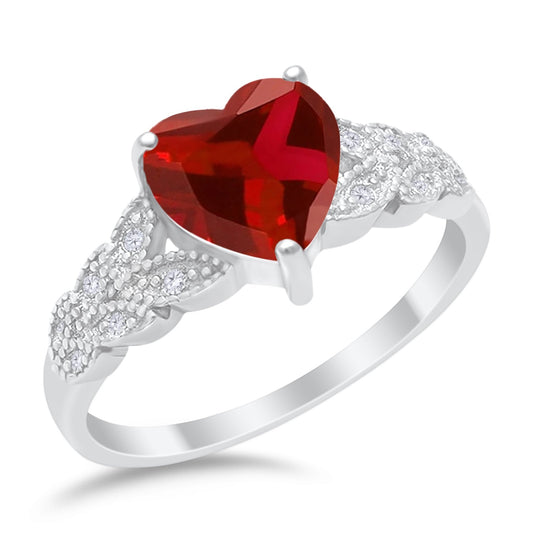 Accent Heart Promise Ring Simulated Garnet Cubic Zirconia