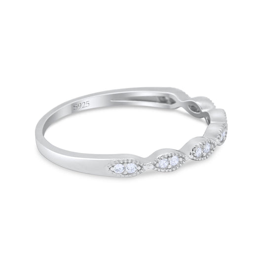 Half Eternity Simulated Cubic Zirconia Engagement Band Ring