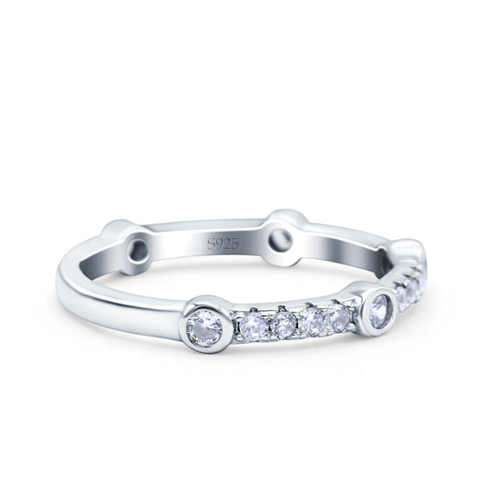 Half Eternity Wedding Band Round Pave Simulated CZ Ring