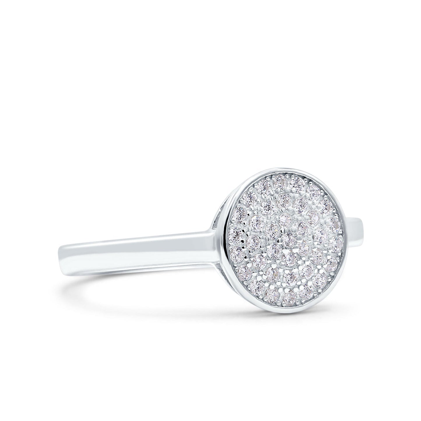 9mm Pave Round Circle Disk Ring Thumb Ring Round CZ