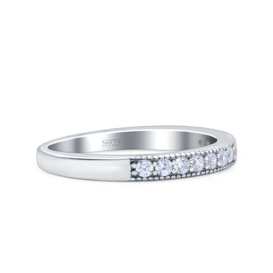 Half Eternity Wedding Engagement Band Round Pave Simulated CZ Ring