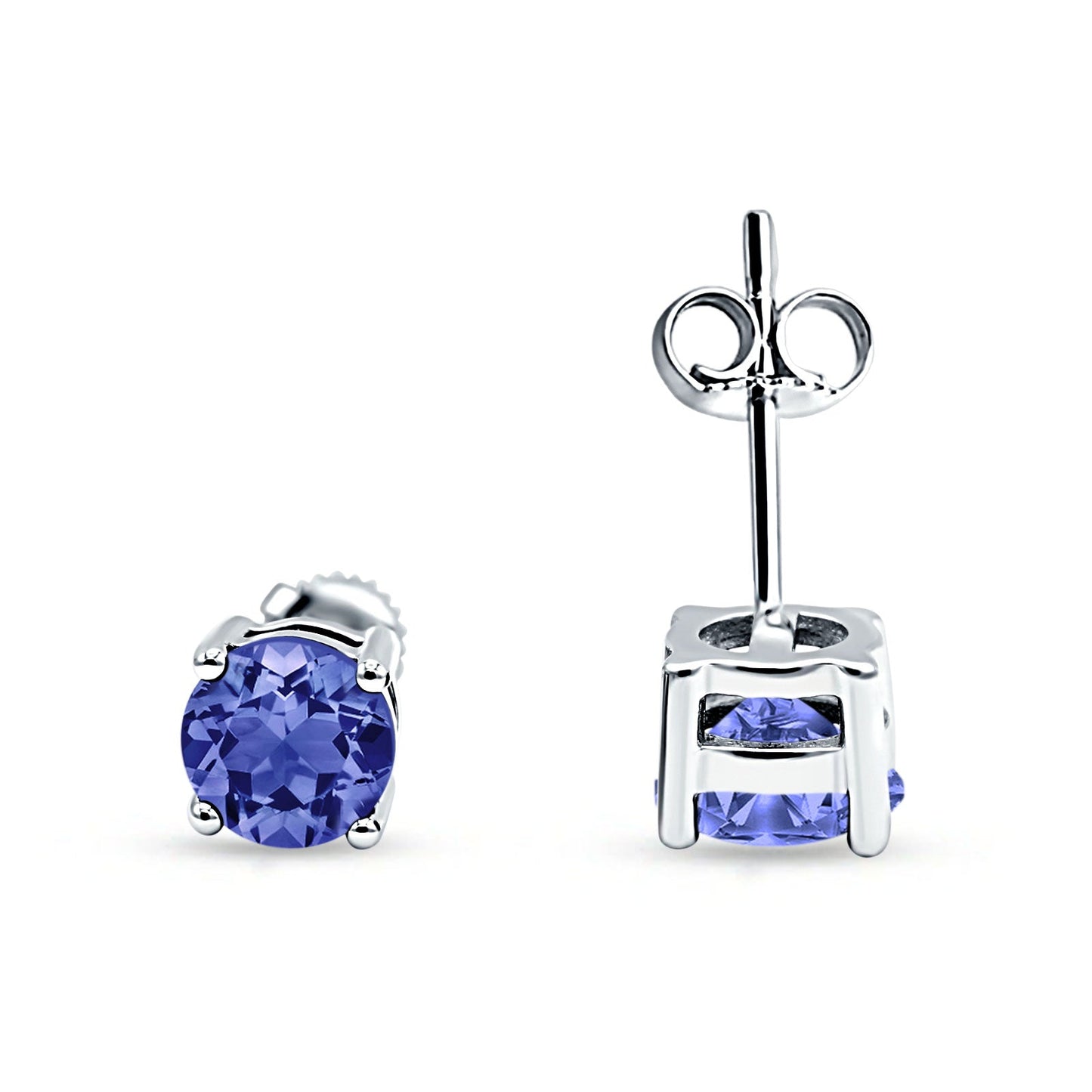 Solitaire Push Back Stud Earring Round Simulated Tanzanite Wholesale