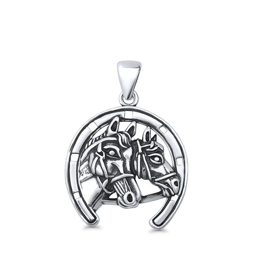 Horses & Horseshoe Pendant