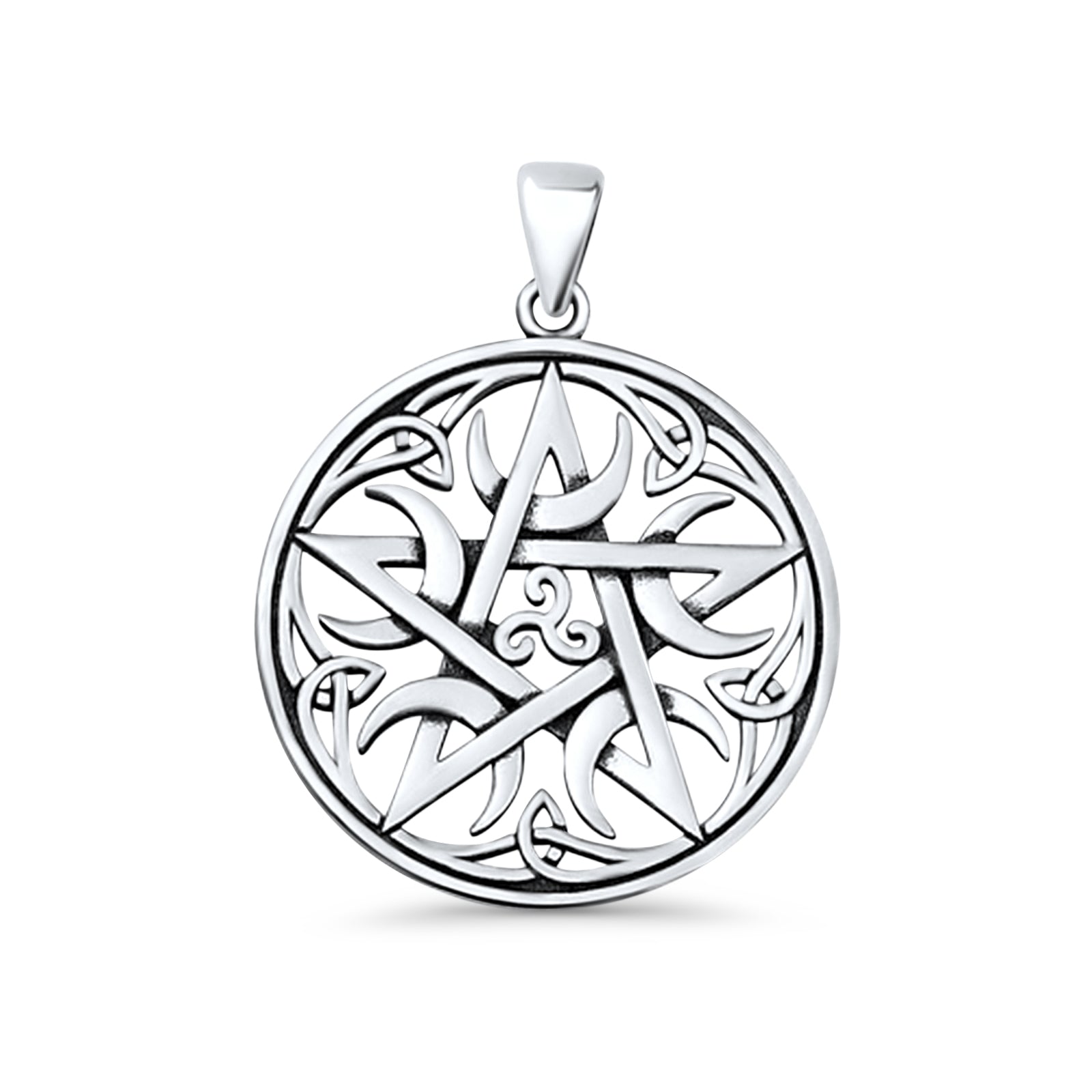  Pentagram, Moon & Triskelion Pendant