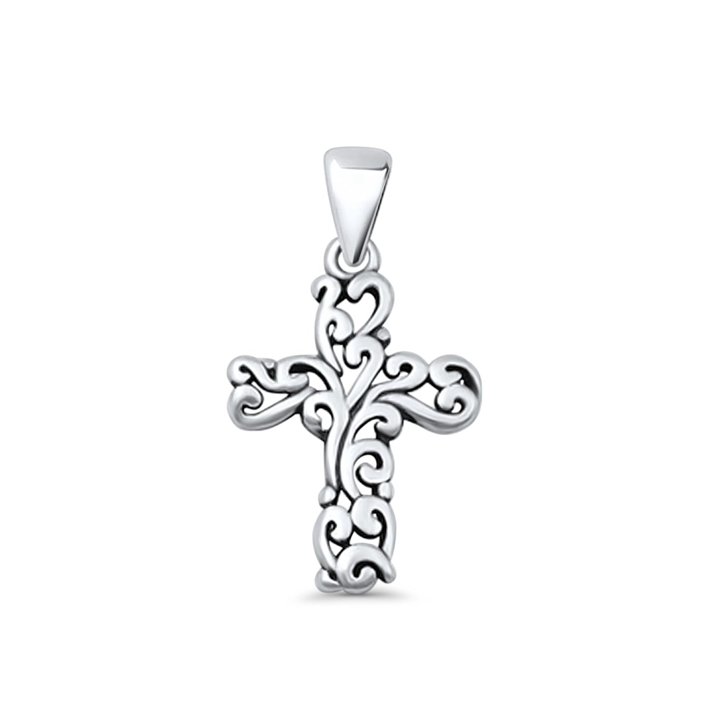  Floral Cross Filigree Pendant