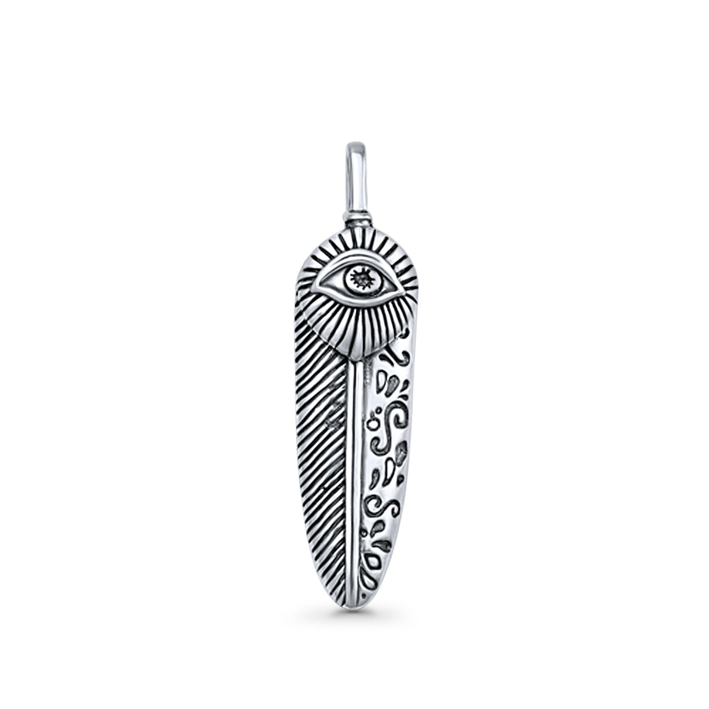  Feather & Evil Eye Pendant