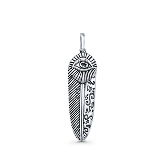  Feather & Evil Eye Pendant