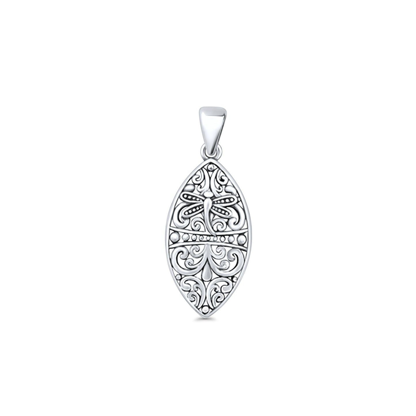 Dragonfly Marquise Filigree Pendant