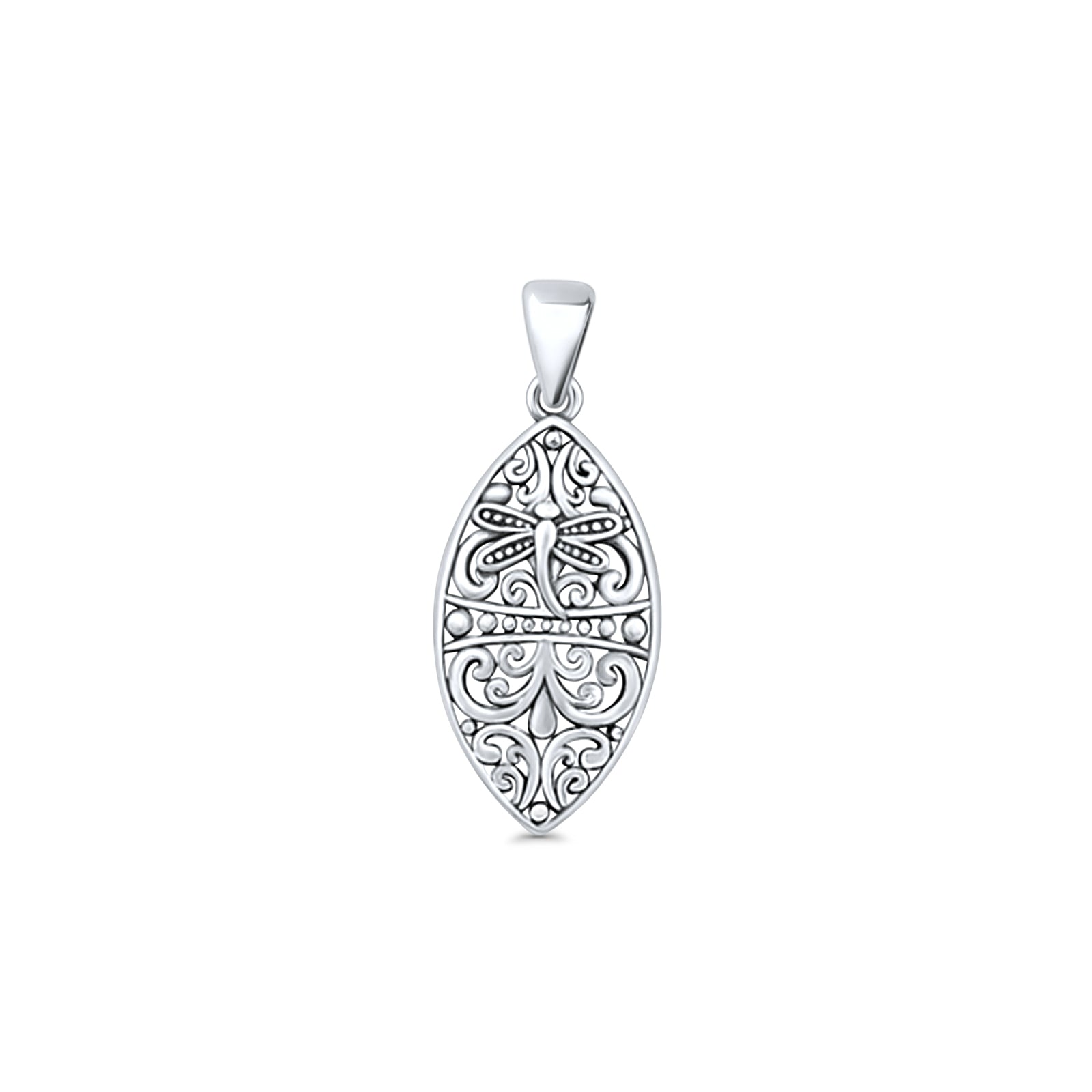 Dragonfly Marquise Filigree Pendant